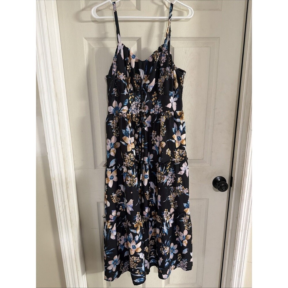 Grace Karin Womens Plus 2XL Black Floral Maxi  Dress